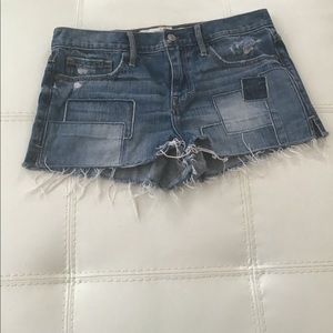 Frayed Patchwork Denim Short Shorts